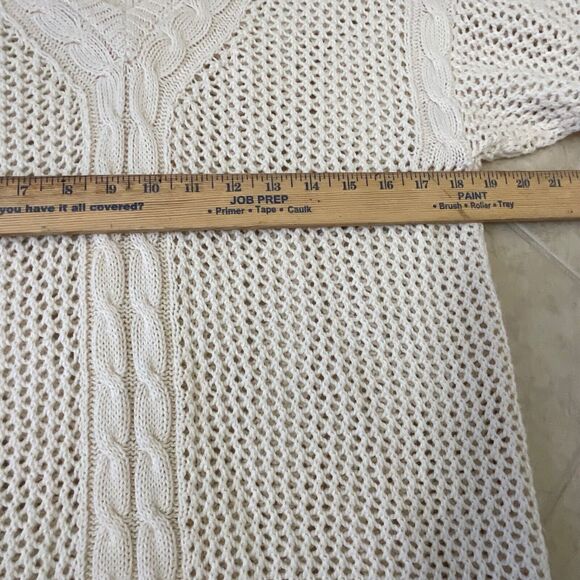 Marisa Christina for Sakowitz vintage Open Knit Sweater women’s size L ivory SS - Picture 6 of 9